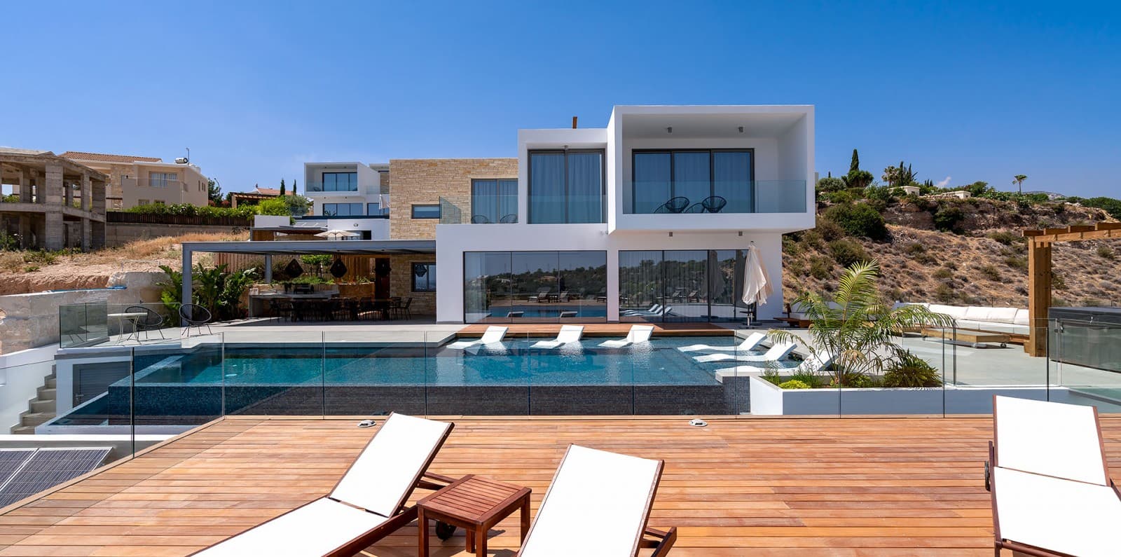 A modern villa with a swimming pool on the Cyprus coast